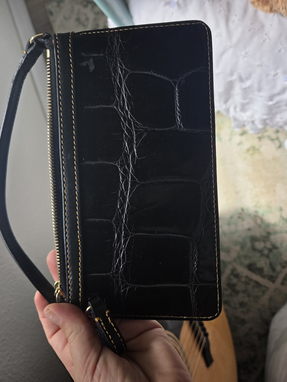 Dooney & Bourke Black Croc-Embossed Wristlet - Picture 6 of 7